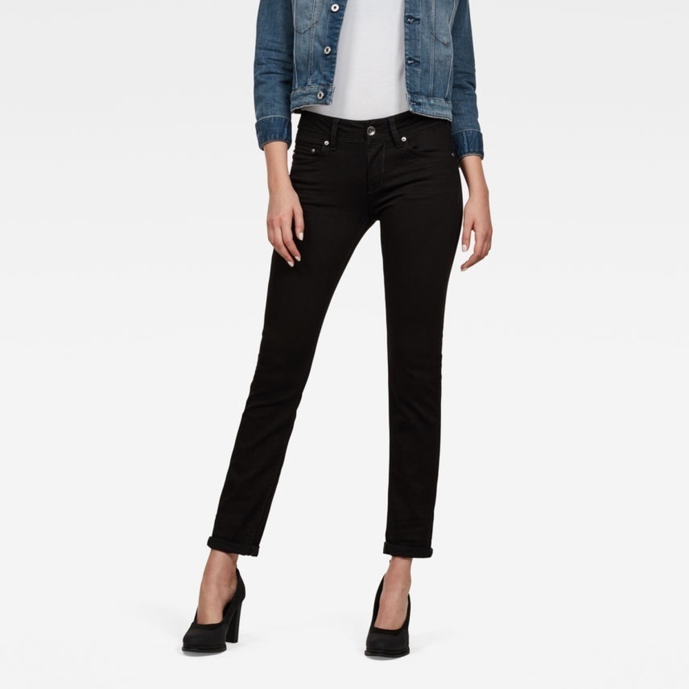 G-Star Raw Midge Saddle Straight Jeans in Rinsed Black W31 L30 NWT